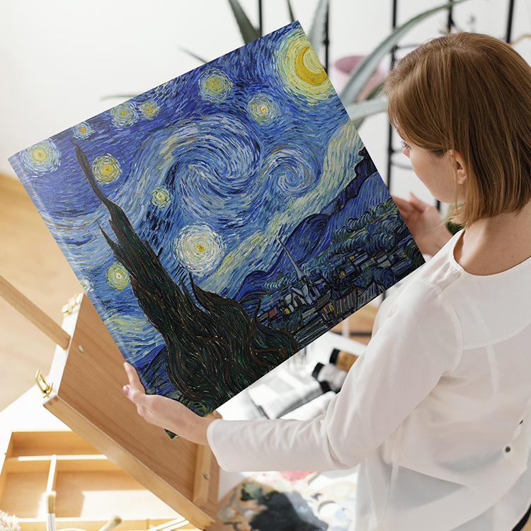 Художественная панель Художественная доска Ван Гог Звездная ночь 33x22 А4 Настенная картина для интерьера 01, произведение искусства, рисование, портрет