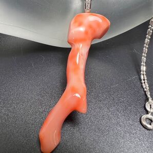 深海珊瑚ペンダントトップ 925銀金貝 幸せ呼ぶ 珊瑚