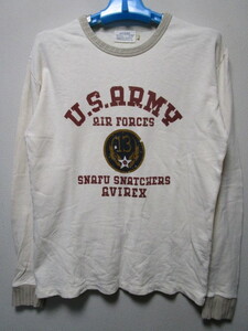 AVIREX U.S.ARMY 長袖Ｔシャツ・Ｌ（アヴィレックスU.S.AIR FORCEミリタリーリブロンＴシャツ）