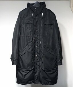 美品 NeIL BarreTT ニールバレット ダウンライナー付 オーバーサイズ ジップデザイン ロングコート ブラック 黒 メンズ S ダウンジャケット