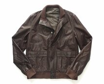 定価40万 美品 dunhill ダンヒル 最高級 レザー フライトジャケット カーフスキン 牛革 ダークブラウン L R Fit ライダース ブルゾン_画像2