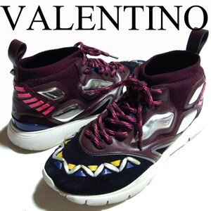 18SS VALENTINO GARAVANI ヴァレンティノ Heroes Reflex ニット × レザー スニーカー シューズ 41