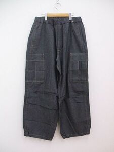 is-ness 定価35200円 NU WIDE 6PK PANTS コットンリネン サイズL ワイドパンツ ネイビー メンズ イズネス 2-1208M F90595