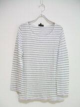 A.P.C. ボーダー リネン混 サイズS カットソー ホワイト ネイビー レディース アーペーセー 2-0505M 188603_画像1