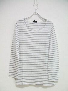 A.P.C. border linen. size S cut and sewn white navy lady's A.P.C. 2-0505M 188603