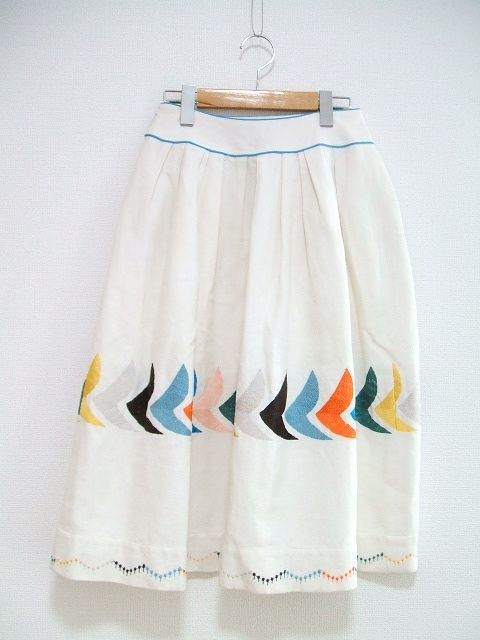 mina perhonen bird 刺繍 リネンコットン フレアスカート mina時代