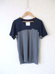 Sacai/切替半袖Tシャツ/2/グレー×ネイビー/サカイ 1-0626S F83584