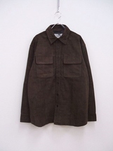 Deadwood 新品 SHORELINE SHIRT SUEDE サイズL リサイクルレザー 長袖シャツ ブラウン メンズ デッドウッド 2-1012T F87392_画像1