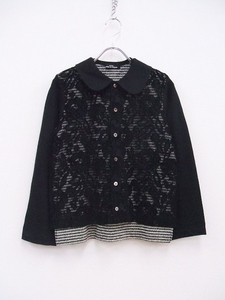 tricot COMME des GARCONS ドッキングカーディガン 薔薇 レース 千鳥柄 ニット AD2001 トリココムデギャルソン 2-1120T 206330