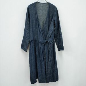 nest Robe インディゴ染めカシュクールリネンワンピース 01123-2049 ブルー レディース ネストローブ 3-0110M 206071