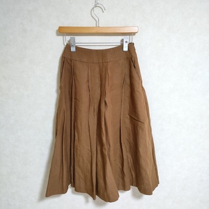 MARGARET HOWELL 578-8132012 Three Pleat Skirt アイリッシュリネン サイズ1 ロングスカート マーガレットハウエル 3-0329M 202295