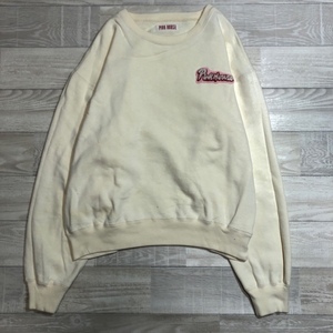 PINK HOUSE/ Pink House /SHIMPA CLUB/simpa Club /. embroidery × back print crew neck sweat /L size / ivory 