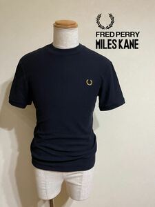 【美品】 FRED PERRY & MILESKANE フレッドペリー コラボ 鹿の子 Tシャツ トップス サイズM 半袖 黒 SM4007
