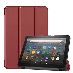 Amazon New Fire HD 8 (2020) / HD8 Plus (2020)　専用 三つ折 カバー 薄型 軽量型 スタンド機能 高品質PUレザーケース ワインレッド