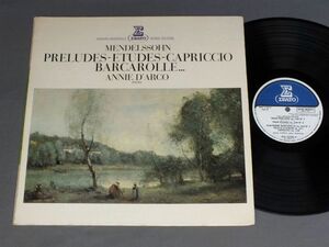 ●仏LP ANNIE D`ARCO/MENDELSSOHN - PRELUDES-ETUDES-CAPRICCIO BARCAROLLE…●