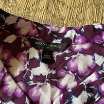 BANANA REPUBLIC バナナリパブリック レディース パープル 花柄 カットソー Lサイズ 紫色 LL XL 大きいサイズ 襟なしシャツ_画像2