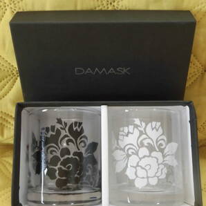 ●即決！送料無料！●ペアグラス●DAMASK●ガラス製コップ/ロックグラス/ダマスク柄風花柄/かっこいい/おしゃれ/タンブラー