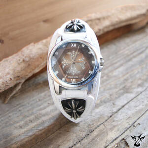 本革 [牛革] メンズ 腕時計 イタリアン レザー ブレス ウォッチ (ホワイト) 【新品・送料無料】