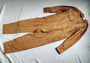 18SSrok6 B&Y United Arrows all-in-one coveralls diagonal button cotton 36 Brown tea lady's *4