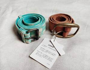 2 pcs set TSUMORI CHISATO Tsumori Chisato belt leather buckle dot simple Brown tea green green lady's *4