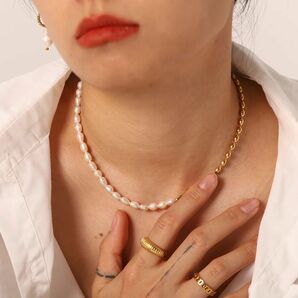 Rise chain pearl necklace No.1042