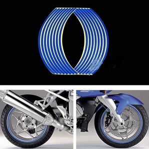 バイク 自動車 リムスッテカー 反射type【青】カラーリム シール 16～18インチホイール用の画像2