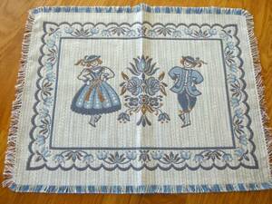  new goods &2 pieces set! Austria made table runner / Cross (chiroru, tyrolean style. race costume, blue group,36cmx46cm)