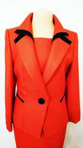 美品　Amis-Deux ドゥザミ　ジャケット スーツ セットアップ 38 セレモニー パーティー ジャケット スカート　赤　オレンジ　黒　_画像4