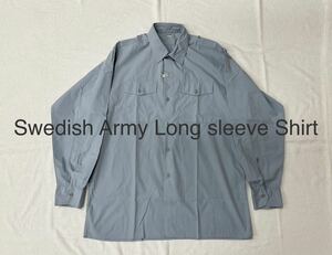 実物 スウェーデン軍 長袖 シャツ メンズ L XL ブルー グレーM59ビンテージM90スリーピング RAFシャルべCharvet エアフォースPCU PCS M65②