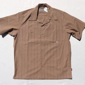 Lサイズ BLUCO ブルコ スタンダード ワークシャツ ベージュ ストライプ STANDARD WORK SHIRTS S/S 0108-3A01