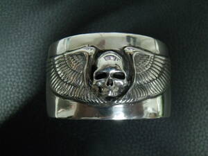 BEDWIN （ベドウィン）シルバー925 ビッグ スカル バングル ブレスレット 115g 日本製 MADE IN JAPAN STERLING SILVER SKULL CUFF BRACELET