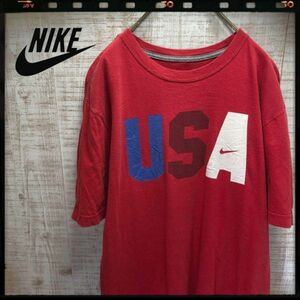 USA NIKE ナイキ プリントTシャツ 半袖 赤系 古着 レッド メンズ レディース おしゃれ ゆるだぼ 8340