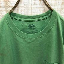 フルーツオブザルーム ポケットTシャツ 無地 緑系 半袖 古着 L グリーン メンズ レディース おしゃれ ゆるだぼ K2289_画像3