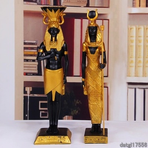  new goods rare old fee ejipto Pharaoh image resin yellow gold Cleopatra art sculpture equipment ornament ornament interior objet d'art 