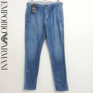 新品 未使用 EMPORIO ARMANI メンズ ジーンズ デニムパンツ テーパード スリム チノパン インディゴ エンポリオアルマーニ 46 Mサイズ 