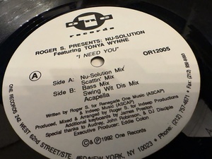 12”★Roger S. Presents Nu-Solution Featuring Tonya Wynne / I Need You / ヴォーカル・ハウス・クラシック！