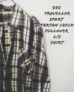Vintage traveller sport madras check pullover L/S shirt 70s トラベラースポーツ マドラス チェック プルオーバー シャツ ビンテージ