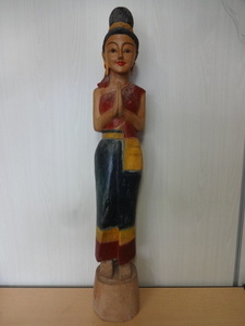 サワディー人形 民芸品 木彫り 置物 巨大 中古品 高さ100cm