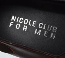 未使用 NICOLE CLUB FOR MEN ニコル レザー スリッポン シューズ 27.5cm 中敷き付き ダークブラウン_画像7
