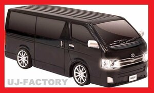 【1/24スケール・RCカー/トヨタ公認】★TOYOTA HIACE（ハイエース）ローダウン仕様/ブラック★27MHz フルファンクション・ヘッドライト点灯