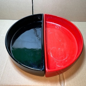華道具　花器　水盤　花生け　赤黒　33×35㎝　中古長期保管品