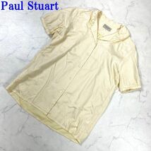 ポールスチュアート 半袖ブラウス シャツ 綿 アイボリー Paul Stuart コットン ９ C5269_画像1
