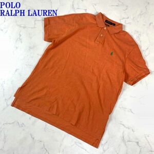 ポロラルフローレン 半袖ポロシャツ 綿 ワンポイント オレンジ POLO RALPH LAUREN 刺繍 コットン 大きいサイズ CUSTOM FIT L C5305