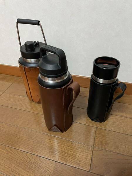 イエティYETI 36ozランブラーボトル専用レザーケース　ハンドメイド　レザークラフト　レザー　水筒　ろう引き糸手縫い