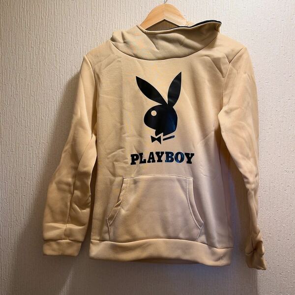 新品★ベージュ★PLAY BOY★フード付きパーカー★ユニセックス★L