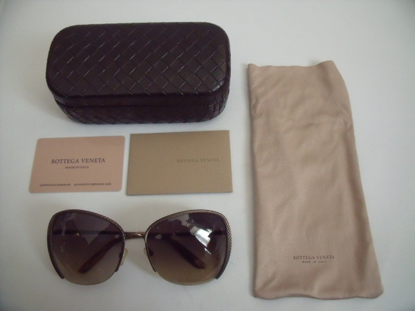 $ 極美品 $ ● サングラス ● BOTTEGA VENETA ■ ボッテガヴェネタ ■ イントレチャート ■ ダークブラウン■ 送料無料 箱&保存袋付き