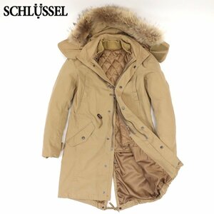 相場価格￥37,400- 美品 SCHLUSSEL シュリセル ラクーンファー付 モッズコート 2 JP：M 中綿ライナー ミリタリー パーカ M-51-