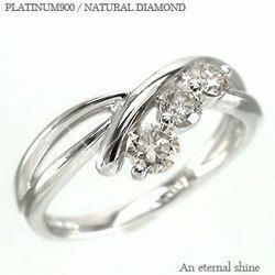 Кольцо с бриллиантовым кольцом Трилогия Три камня алмаза 0,3CT Platinum 900 Pt900 Accessories