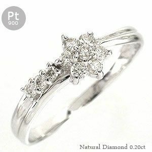 指輪 ダイヤモンド 0.2ct プラチナ900 pt900 リング テンダイヤモンド フラワー レディース ジュエリー アクセサリー