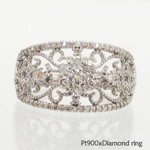 指輪 ダイヤモンド 0.5ct プラチナ900 pt900 リング アンティーク調 レディース アクセサリー